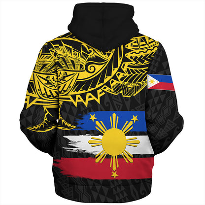 Philippines Filipinos Sherpa Hoodie Tribal Polynesian Grunge Flag
