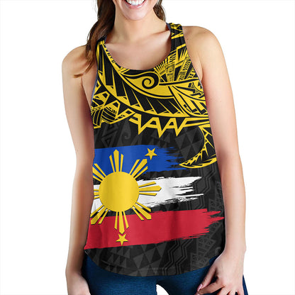 Philippines Filipinos Women Tank Tribal Polynesian Grunge Flag