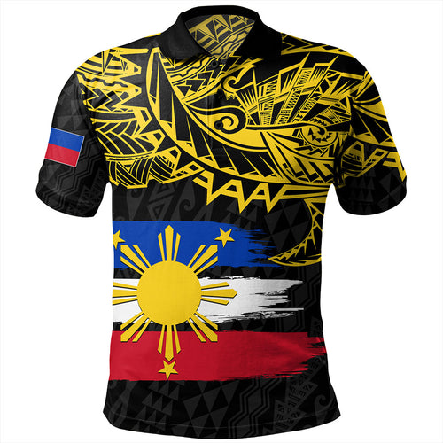 Philippines Filipinos Polo Shirt Tribal Polynesian Grunge Flag
