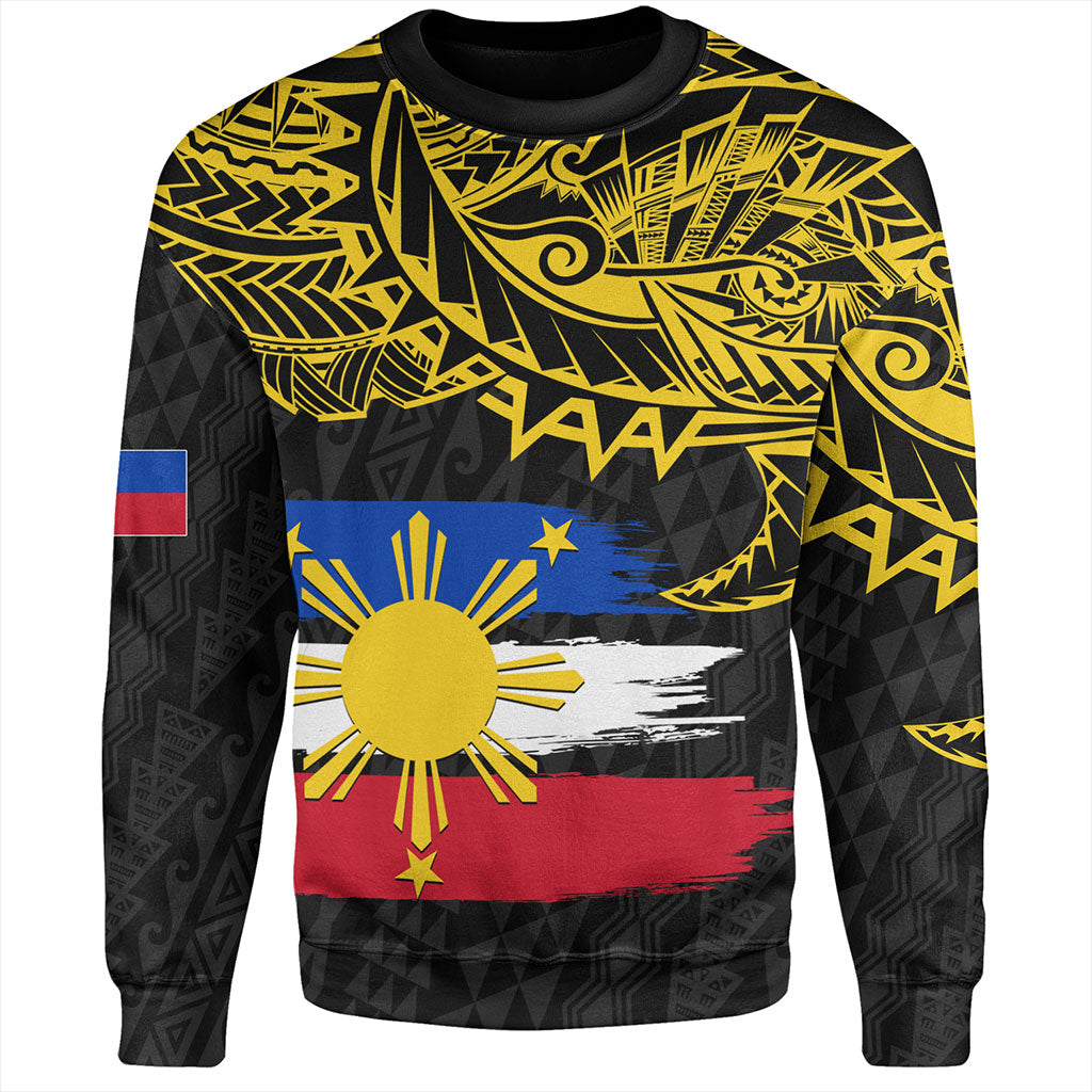 Philippines Filipinos Sweatshirt Tribal Polynesian Grunge Flag