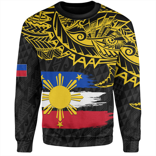 Philippines Filipinos Sweatshirt Tribal Polynesian Grunge Flag