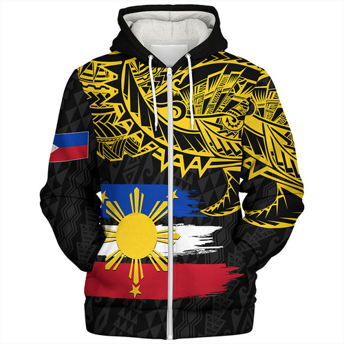 Philippines Filipinos Sherpa Hoodie Tribal Polynesian Grunge Flag