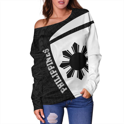 Philippines Filipinos Off Shoulder Sweatshirt Tribal Spring Style