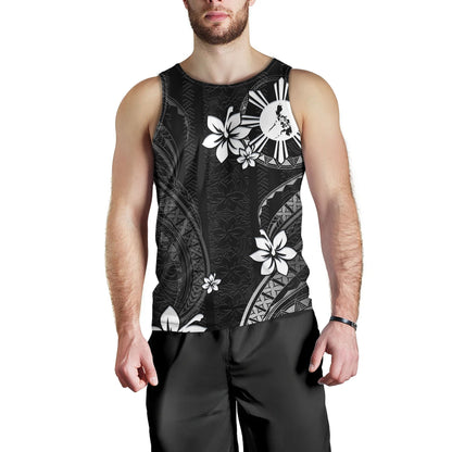 Philippines Filipinos Tank Top Philippines White Hibiscus Flowers Tribal Pattern