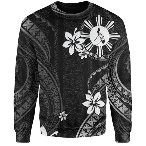Philippines Filipinos Sweatshirt Philippines White Hibiscus Flowers Tribal Pattern