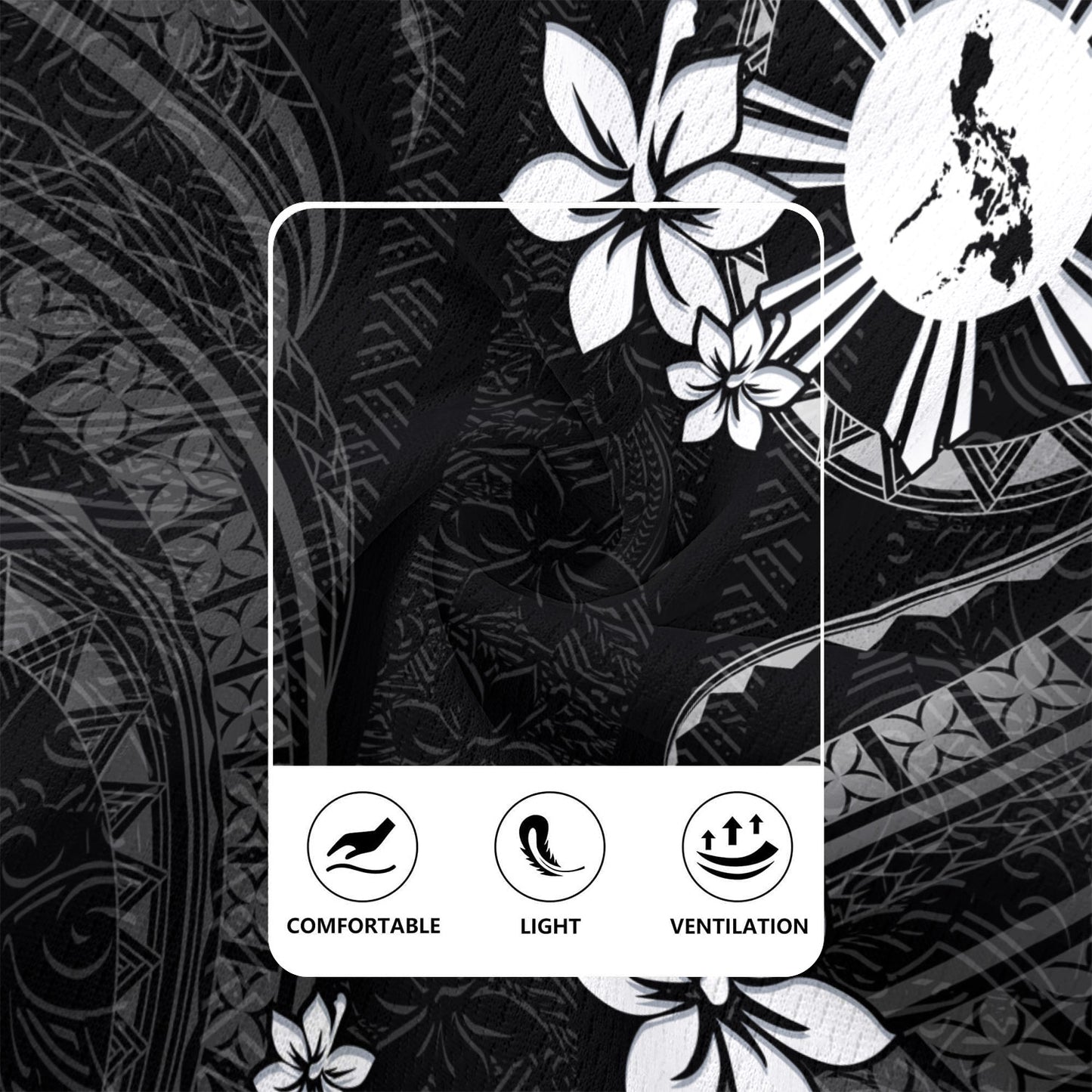 Philippines Filipinos Rugby Jersey Philippines White Hibiscus Flowers Tribal Pattern