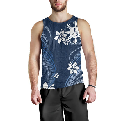 Philippines Filipinos Tank Top Philippines White Hibiscus Flowers Tribal Pattern
