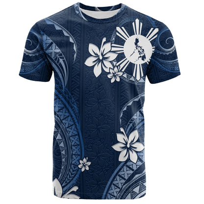 Philippines Filipinos T-Shirt Philippines White Hibiscus Flowers Tribal Pattern