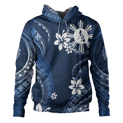 Philippines Filipinos Hoodie Philippines White Hibiscus Flowers Tribal Pattern