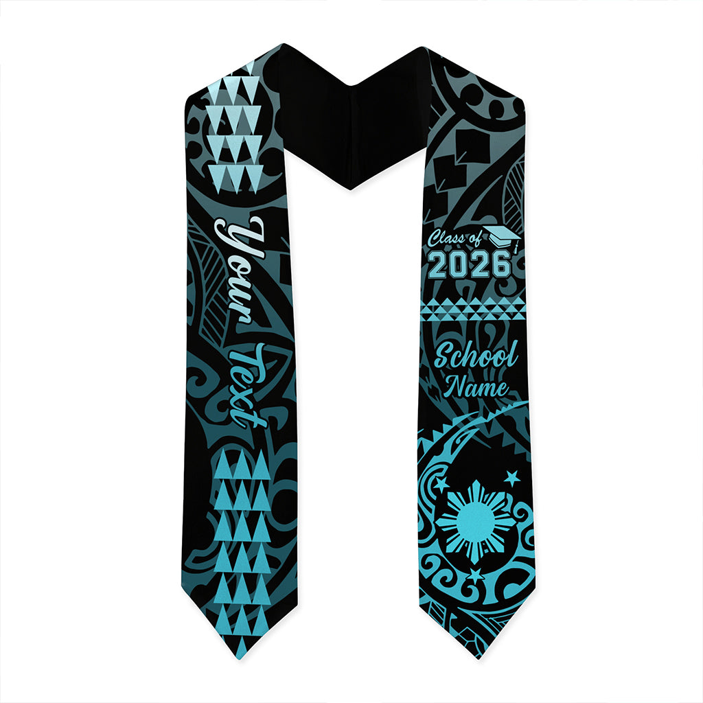 Philippines Filipinos Graduation Stole Custom Class 2026 Sun Star Kakau Style