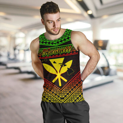 Hawaii Tank Top Polynesian Pattern With Map And Coat Of Arms