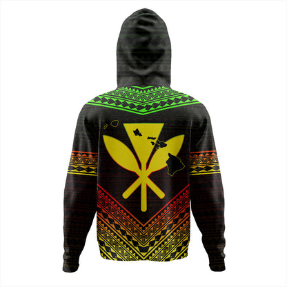 Hawaii Hoodie Polynesian Pattern With Map And Coat Of Arms