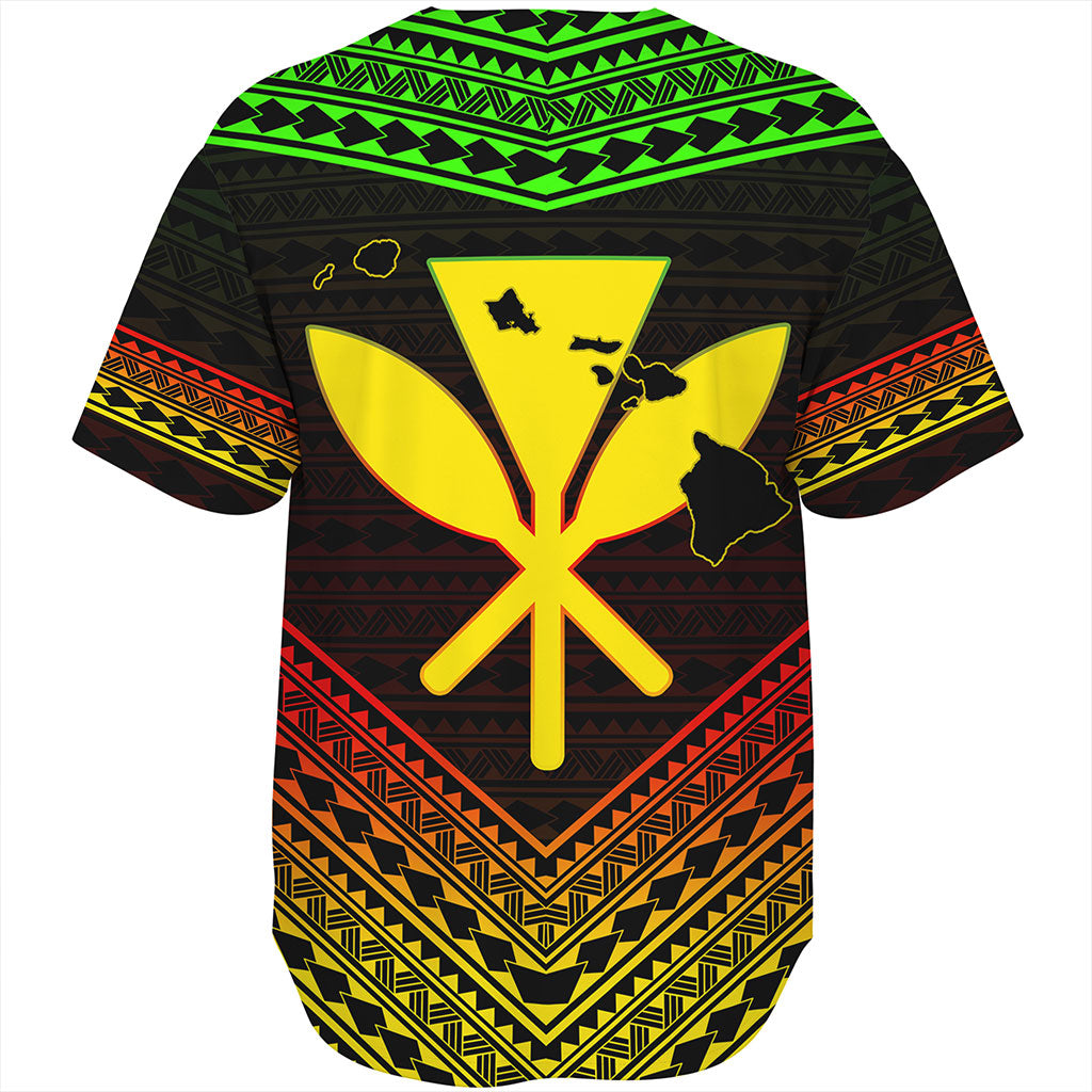Hawaii Baseball Shirt Polynesian Pattern With Map And Coat Of Arms