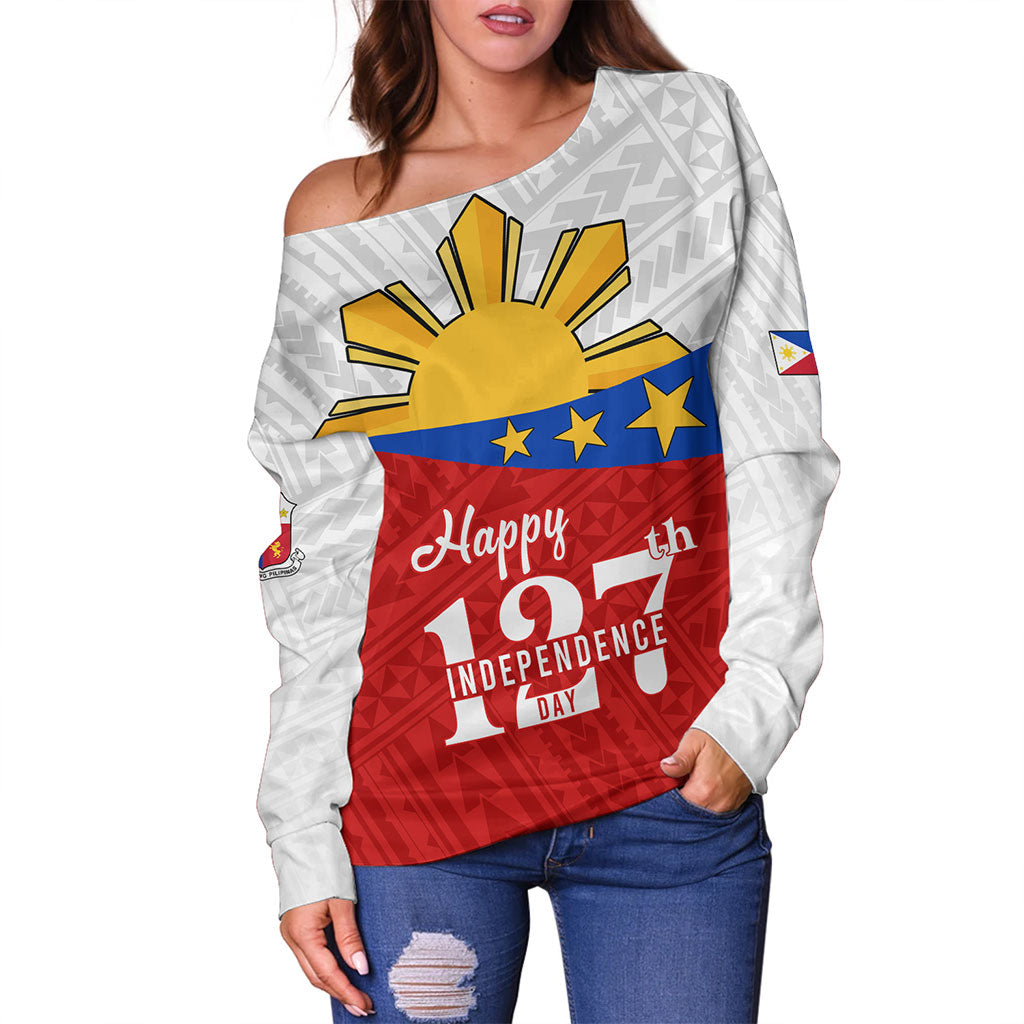 Philippines Filipinos Off Shoulder Sweatshirt Happy Independence Day