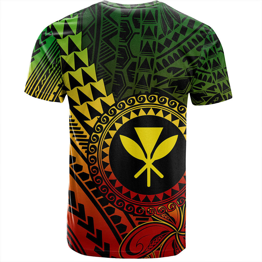 Hawaii T-Shirt Polynesian Style With Coat Of Arms And Map