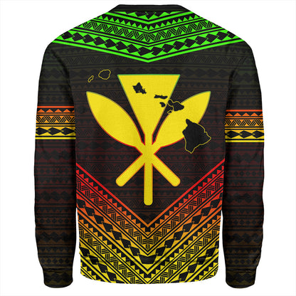 Hawaii Sweatshirt Polynesian Pattern With Map And Coat Of Arms