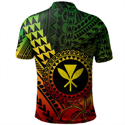 Hawaii Polo Shirt Polynesian Style With Coat Of Arms And Map