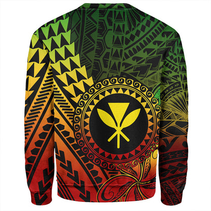 Hawaii Sweatshirt Polynesian Style With Coat Of Arms And Map