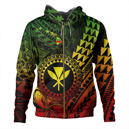 Hawaii Hoodie Polynesian Style With Coat Of Arms And Map