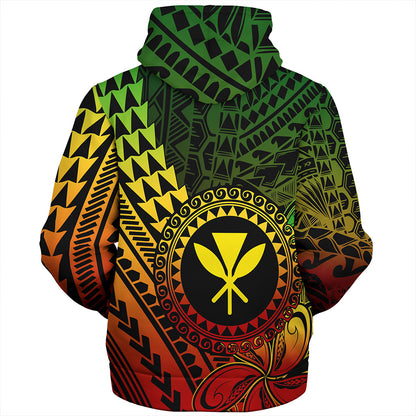 Hawaii Sherpa Hoodie Polynesian Style With Coat Of Arms And Map