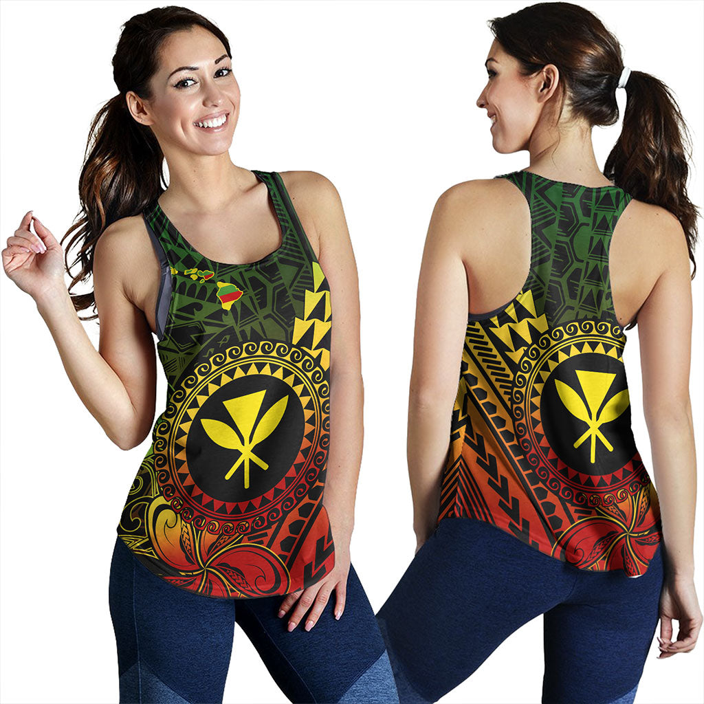 Hawaii Women Tank Polynesian Style With Coat Of Arms And Map