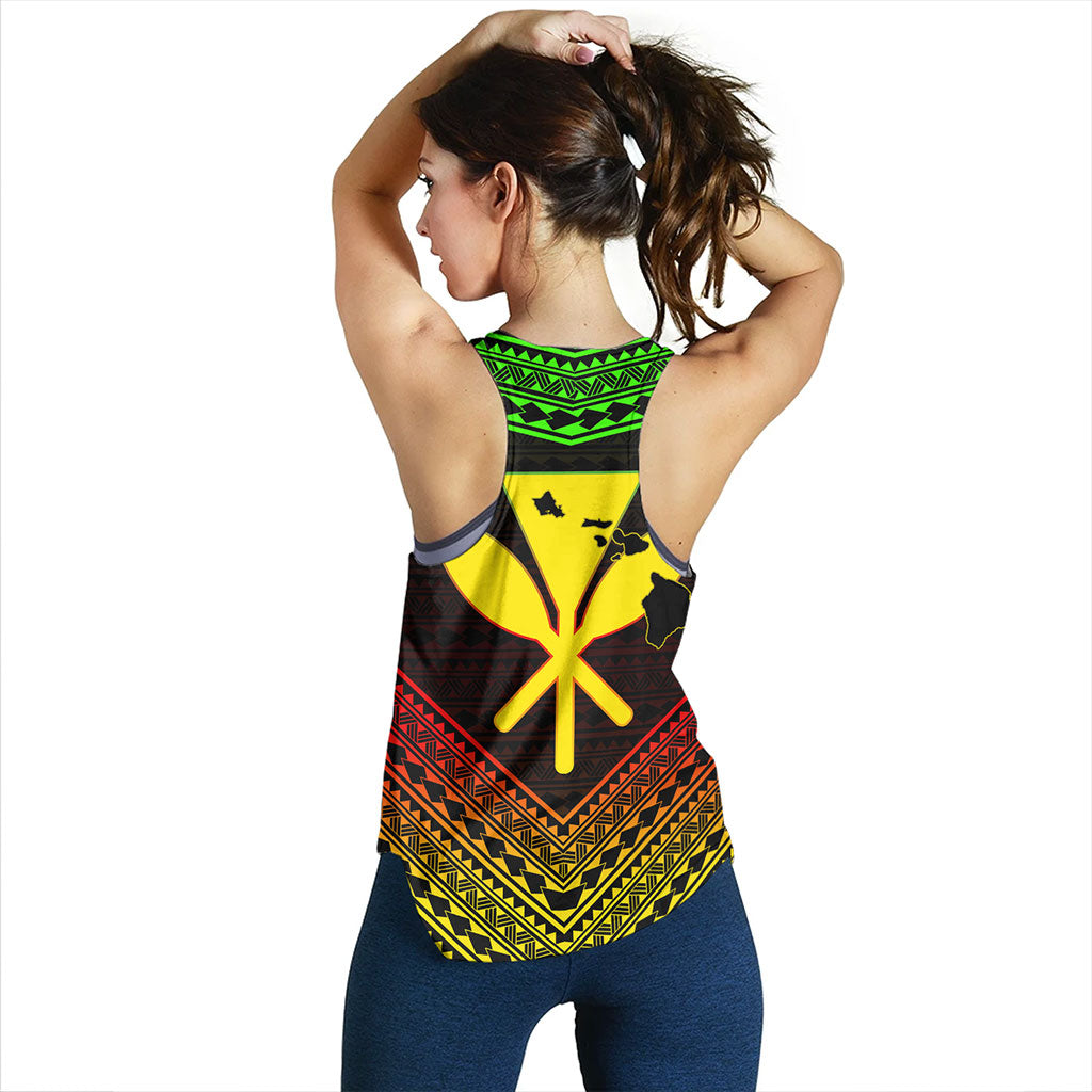 Hawaii Women Tank Polynesian Pattern With Map And Coat Of Arms