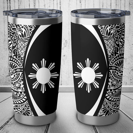 Philippines Filipinos Tumbler Lauhala Circle Style White