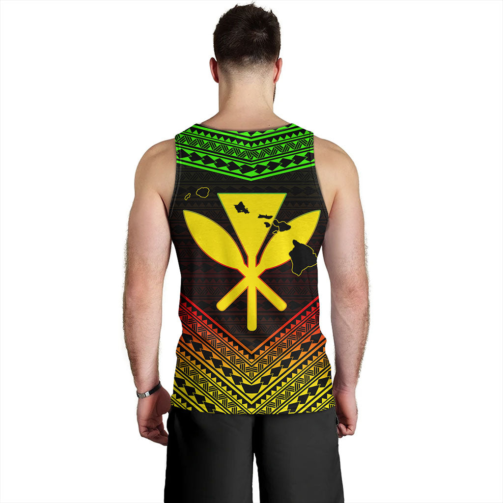 Hawaii Tank Top Polynesian Pattern With Map And Coat Of Arms