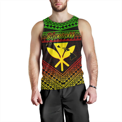 Hawaii Tank Top Polynesian Pattern With Map And Coat Of Arms