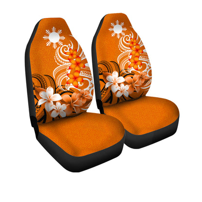 Philippines Filipinos Car Seat Covers Polynesian Floral Spirit Orange