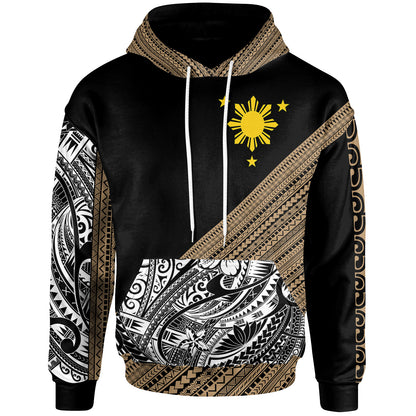 Philippines Custom Personalised Hoodie - Diagonal Pattern Gold