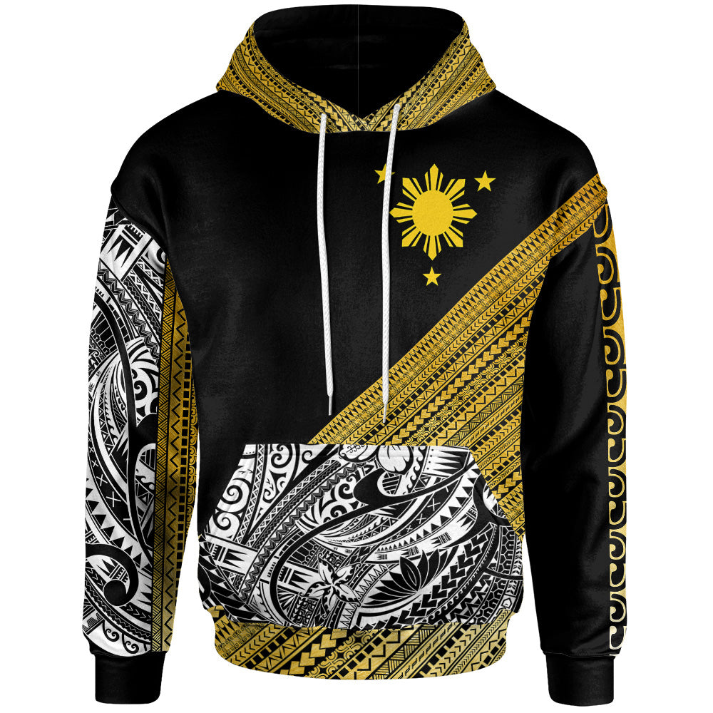 Philippines Custom Personalised Hoodie - Diagonal Pattern Gold