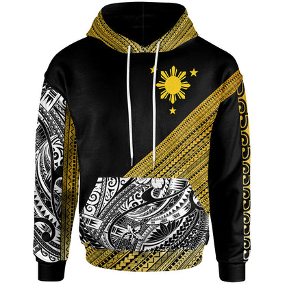 Philippines Custom Personalised Hoodie - Diagonal Pattern Gold