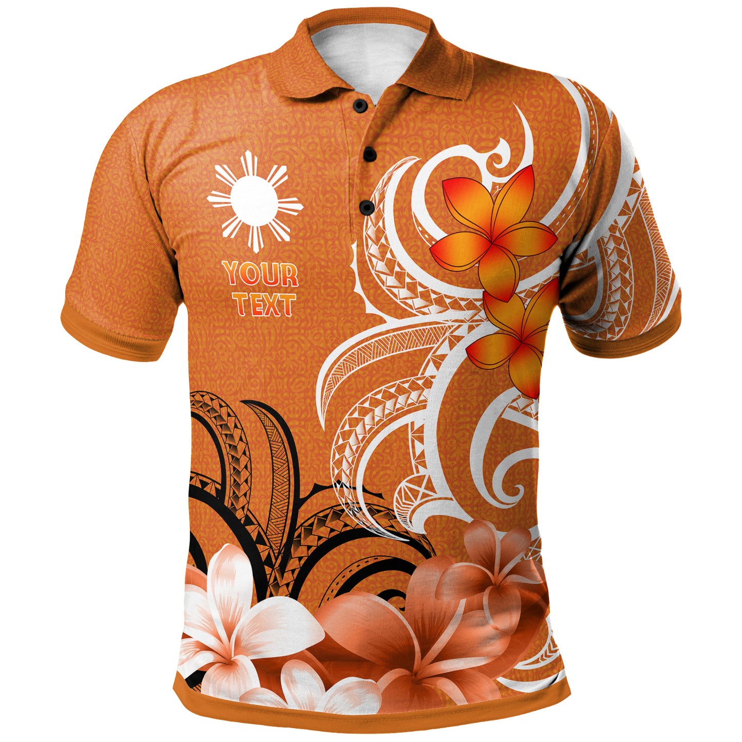Philippines Filipinos Polo Shirt Custom Personalised Floral Spirit Orange