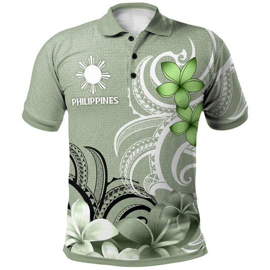Philippines Filipinos Polo Shirt Custom Personalised Floral Spirit Sage Green