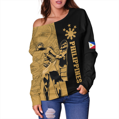 Philippines Filipinos Off Shoulder Sweatshirt Lapu Lapu Star Tribal
