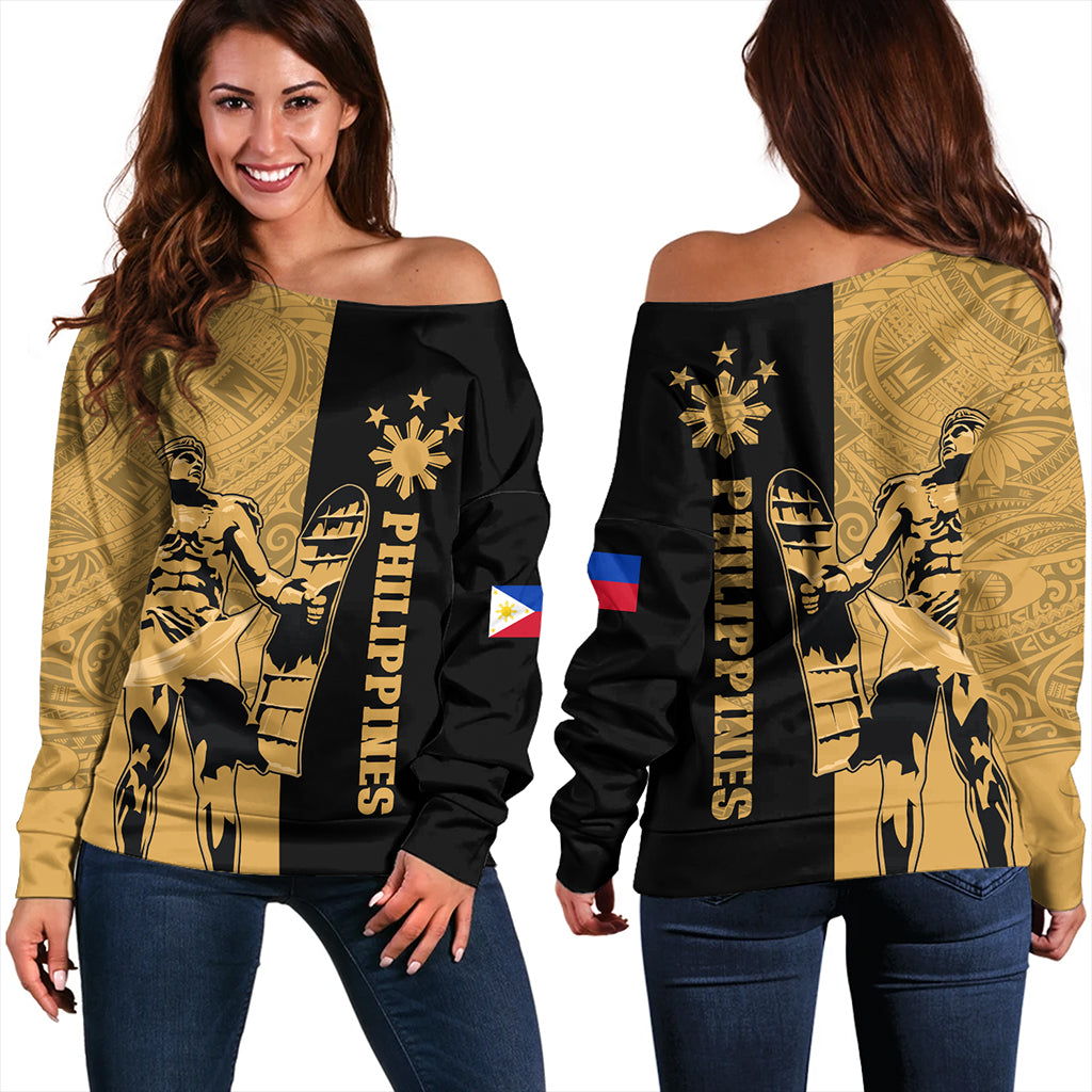 Philippines Filipinos Off Shoulder Sweatshirt Lapu Lapu Star Tribal