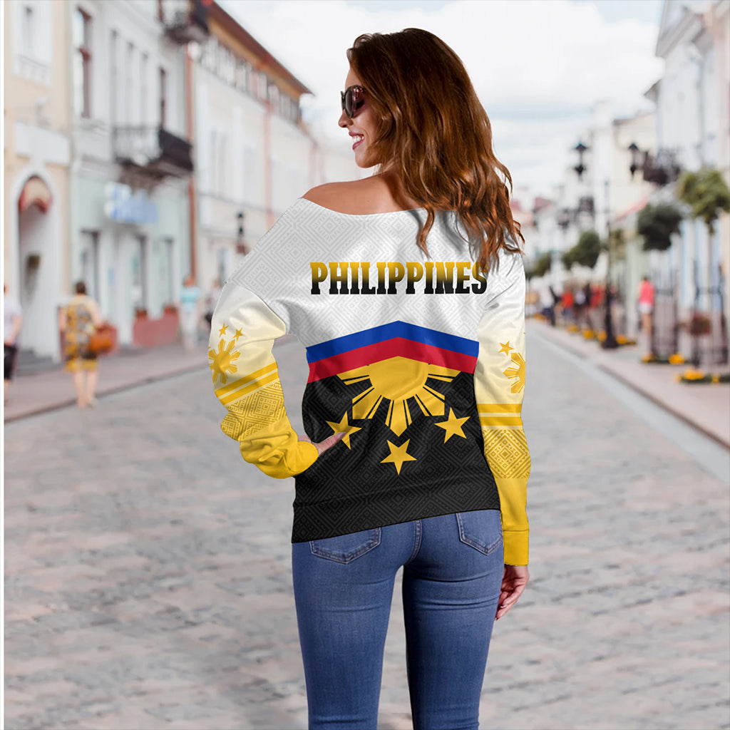 Philippines Filipinos Off Shoulder Sweatshirt Sport Style Pattern Yakan Fabric