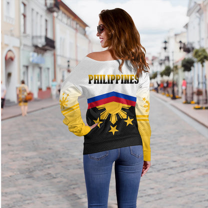 Philippines Filipinos Off Shoulder Sweatshirt Sport Style Pattern Yakan Fabric
