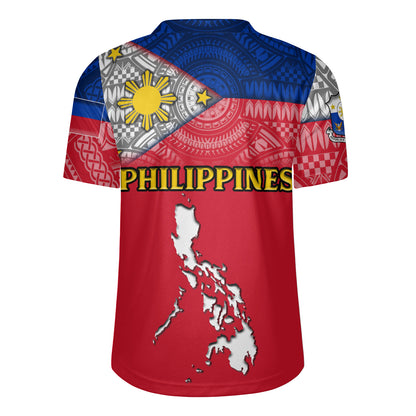 Philippines Filipinos Map And Flag Color Style Men's All Over Printing Rugby Jersey