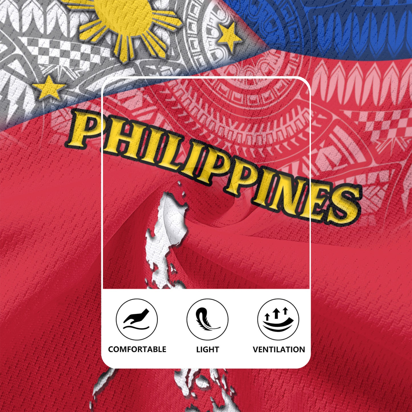 Philippines Filipinos Map And Flag Color Style Men's All Over Printing Rugby Jersey