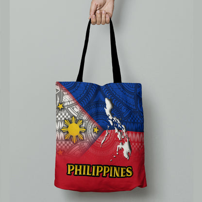 Philippines Filipino Map And Flag Color Style Tote Bags