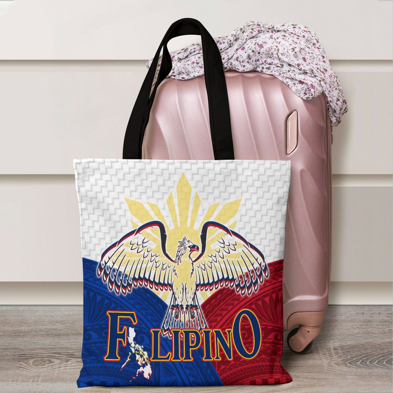 Philippines Filipino Nation Birds With Sun And Stars Style Tote Bags