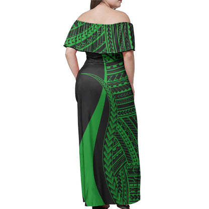 Philippines Filipinos Custom Personalised Woman Off Shoulder Long Dress Polynesian Tentacle Tribal Pattern