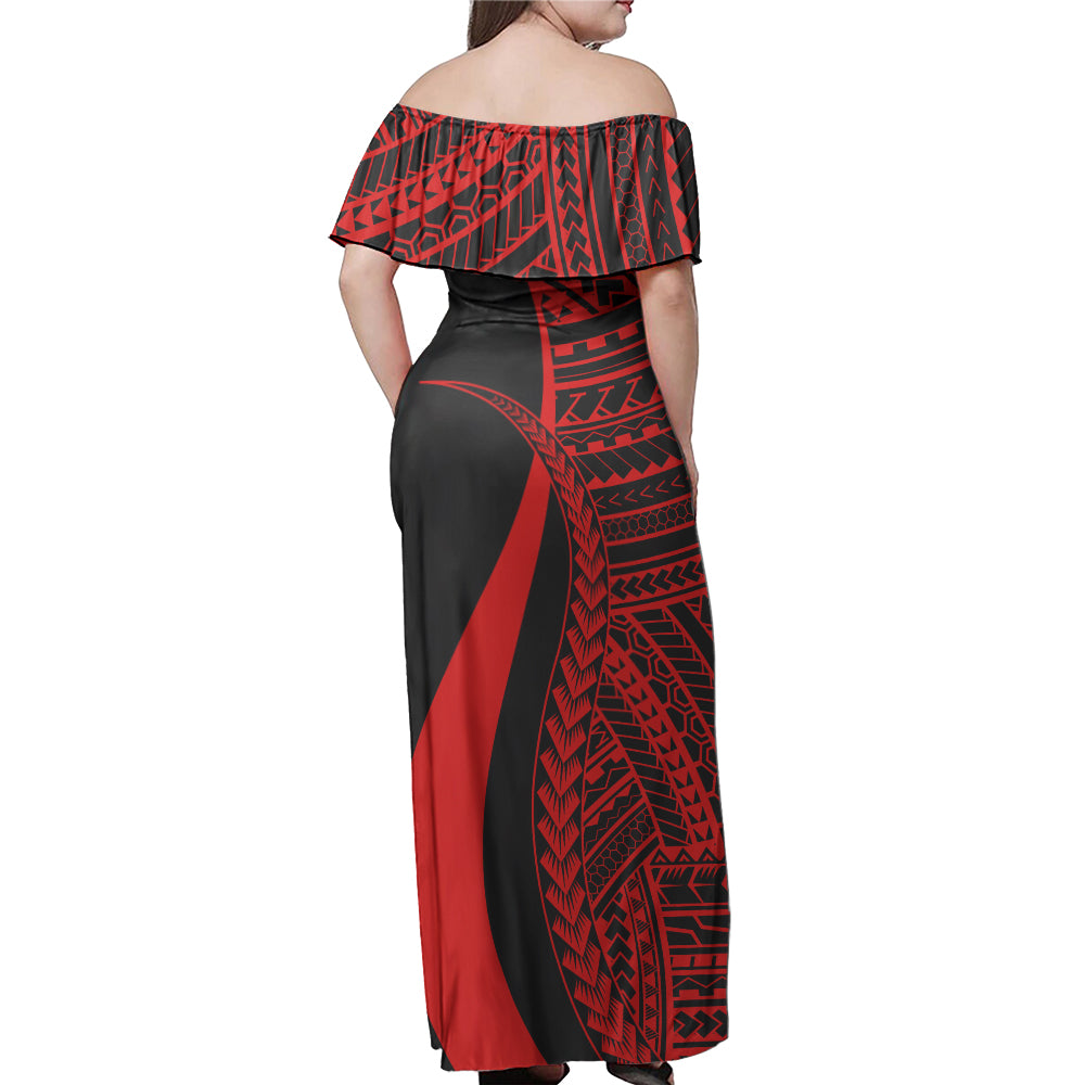 Philippines Filipinos Custom Personalised Woman Off Shoulder Long Dress Polynesian Tentacle Tribal Pattern