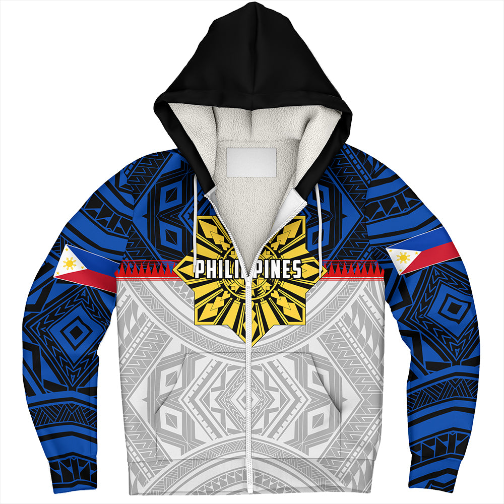 Philippines Sherpa Hoodie Filipino Tribal Sun Flag