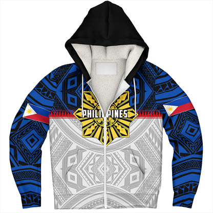 Philippines Sherpa Hoodie Filipino Tribal Sun Flag