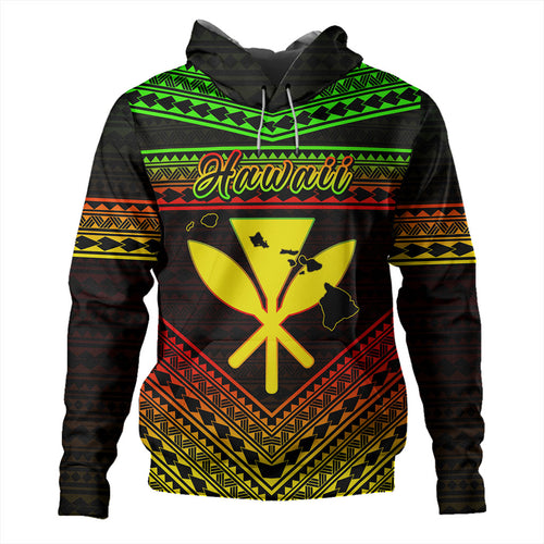 Hawaii Hoodie Polynesian Pattern With Map And Coat Of Arms