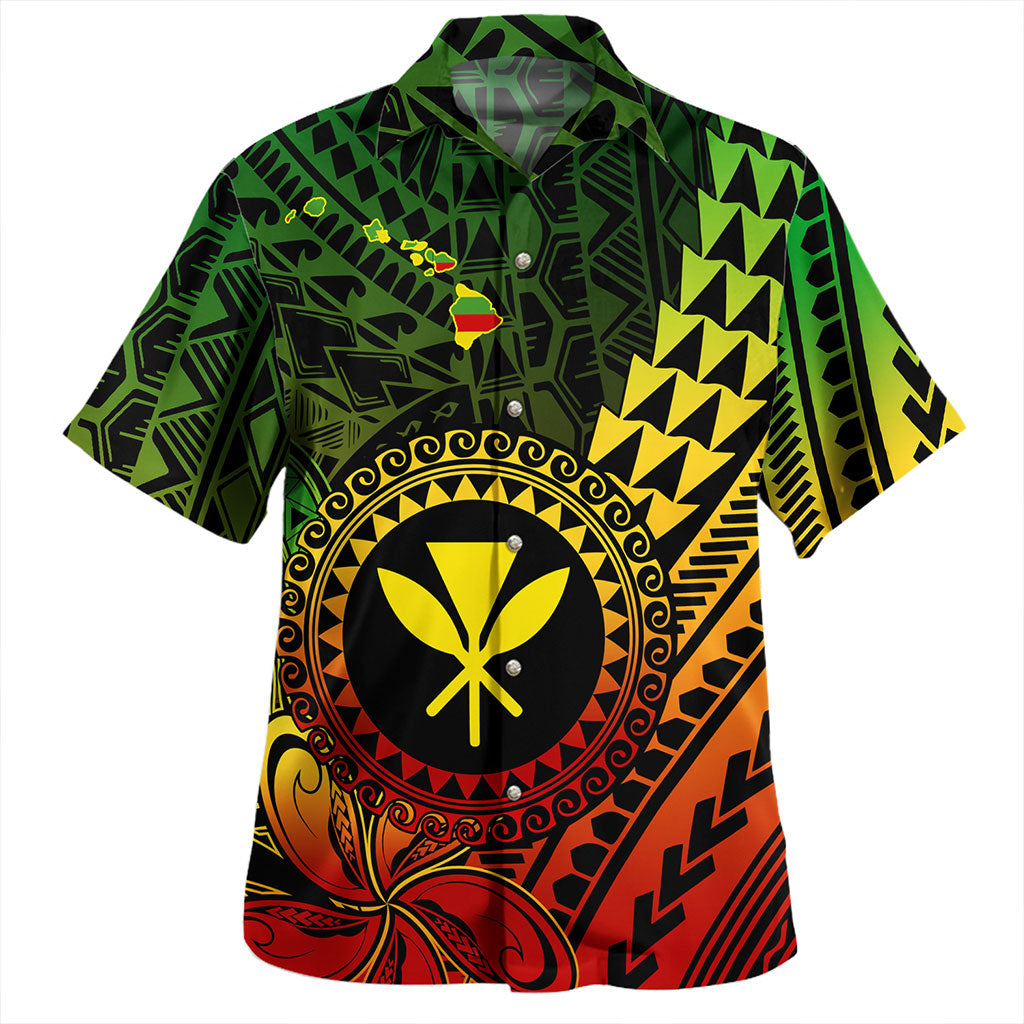 Hawaii Hawaiian Shirt Polynesian Style With Coat Of Arms And Map