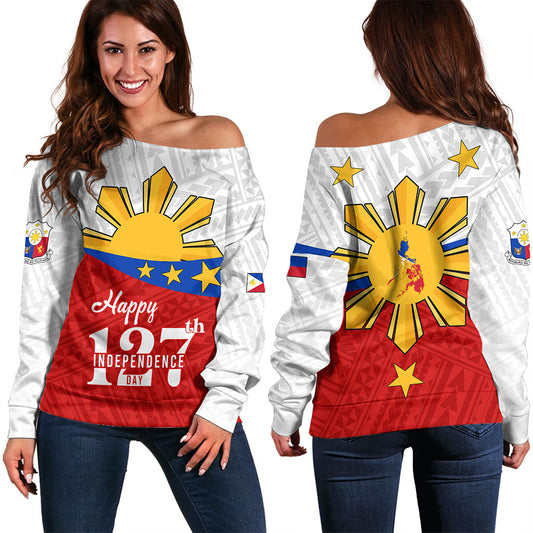 Philippines Filipinos Off Shoulder Sweatshirt Happy Independence Day